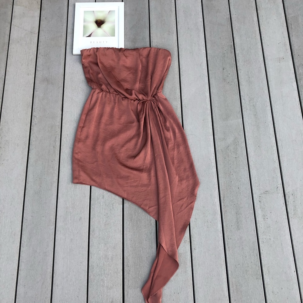 NWT EXPRESS strapless asymmetrical hem dress sz M